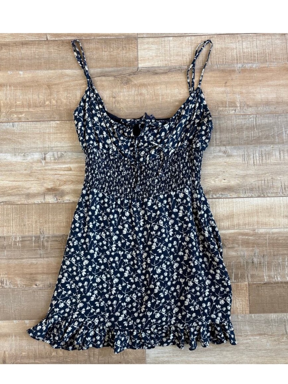 Reformation Navy Blue Floral Mini Dress